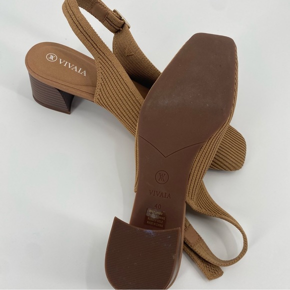 Vivaia Square Toe Block Heel Melody Slingback Nutmeg 40  9.5 - Picture 12 of 12
